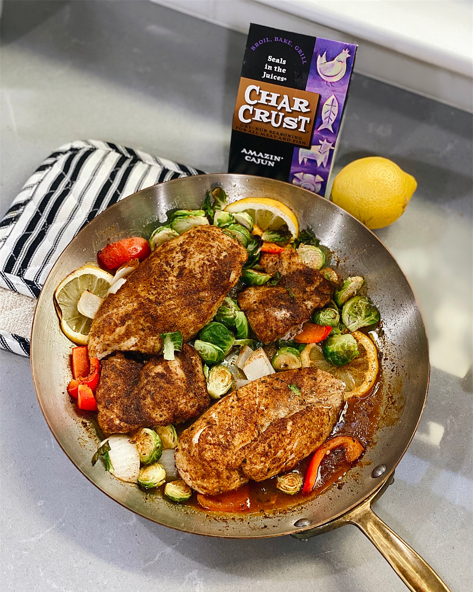 One Pan Chicken Vegetables Char Crust Dry Rub Seasonings